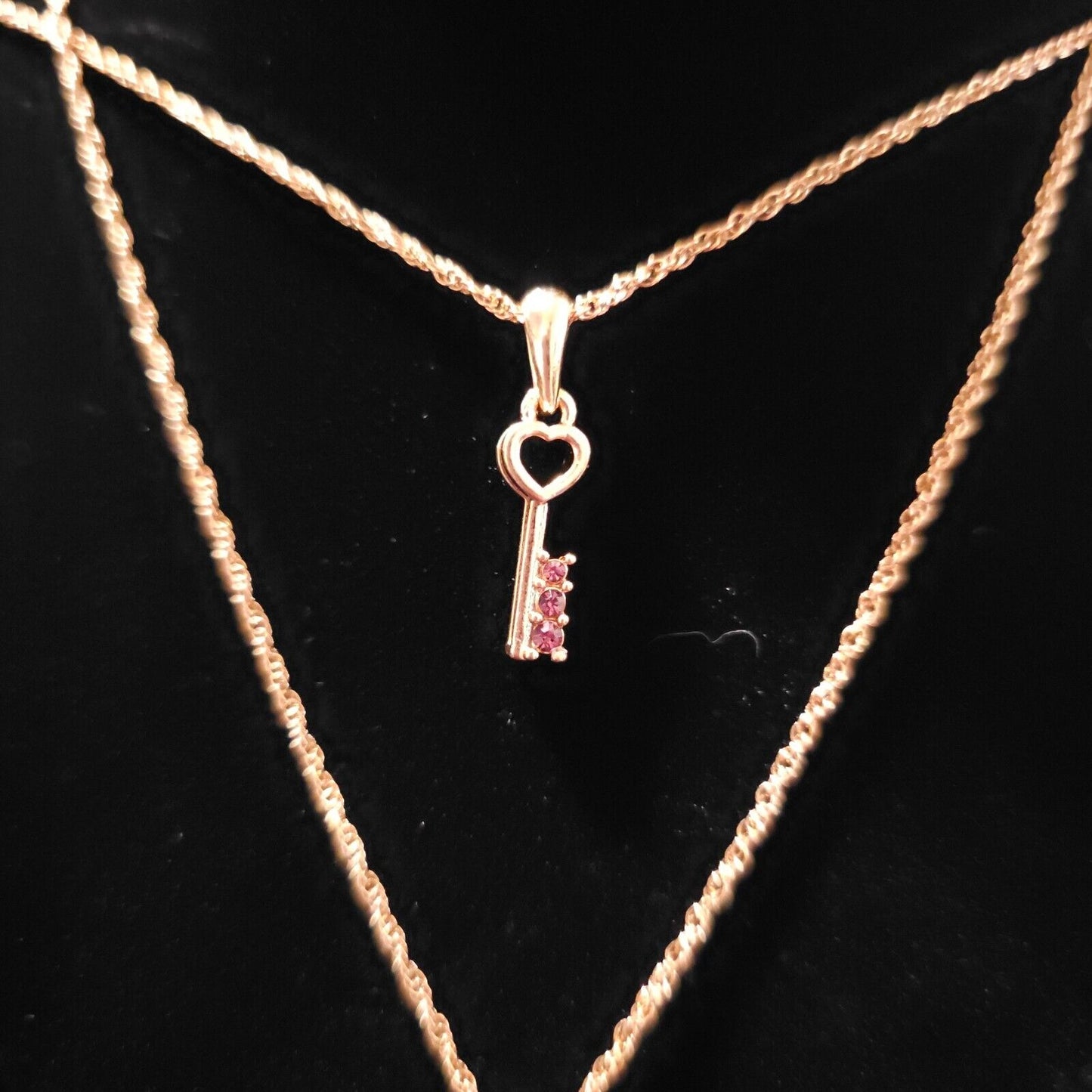 Avon Birthstone Key Necklace January Garnet