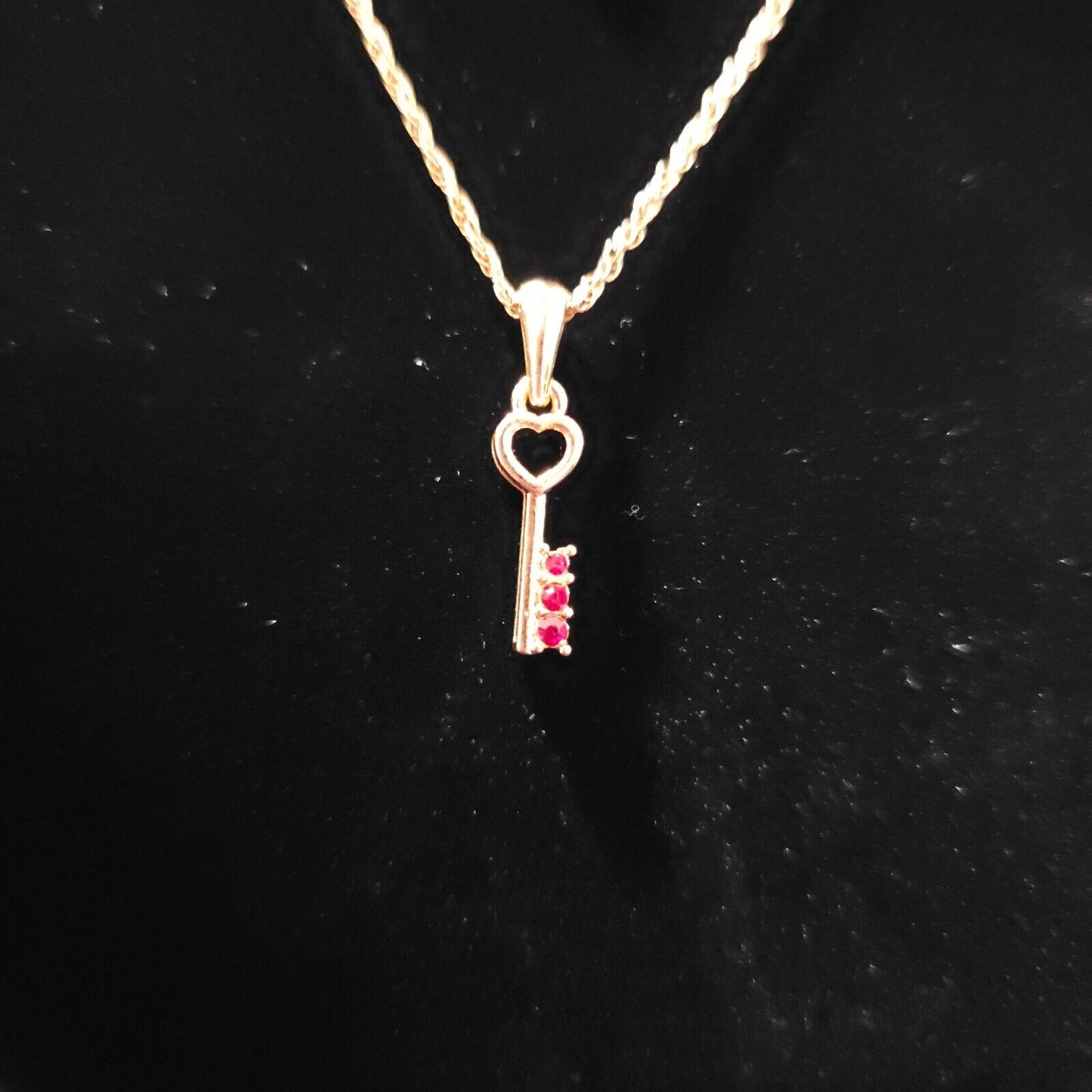 Avon Birthstone Key Necklace January Garnet